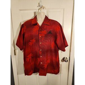 Gorgeous~Malibu Dreams~Las Vegas~Button Down~Camp Shirt~Fiery Red~Palm Trees~Lrg